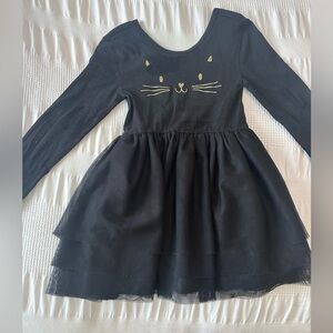 Old Navy Black Cat Face Long Sleeve Dress